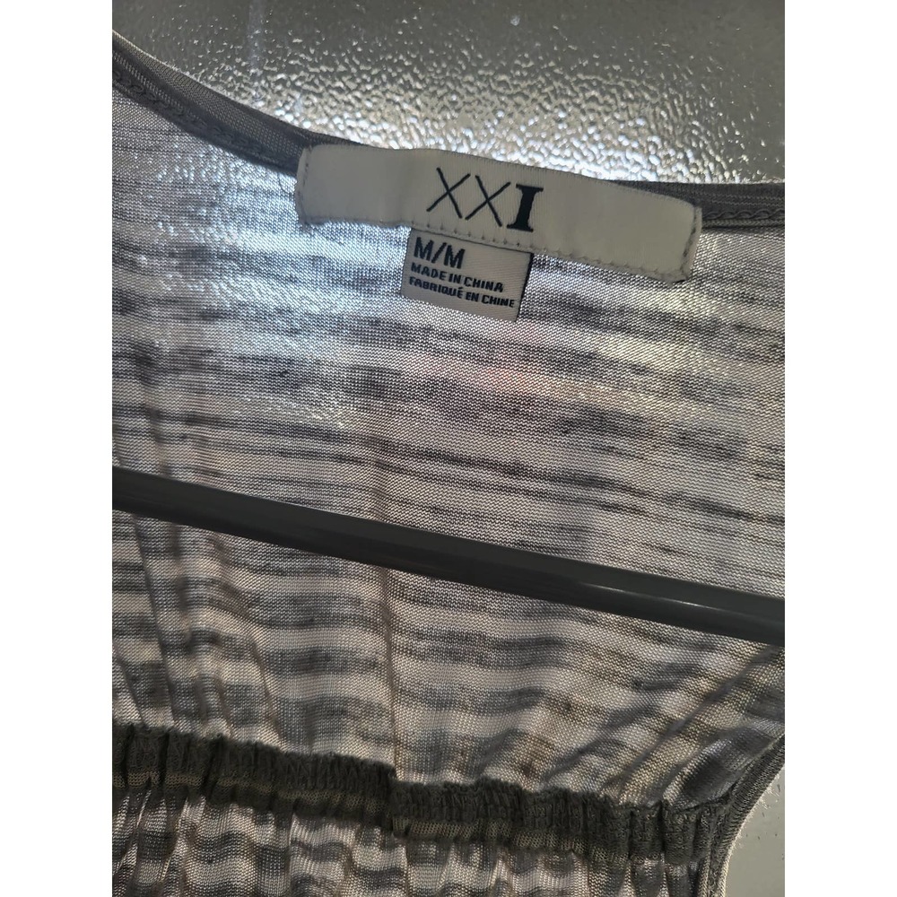 Forever 21 Gray Striped Razorback Tiered Ruffle Tank Top - Medium - Picture 2 of 2
